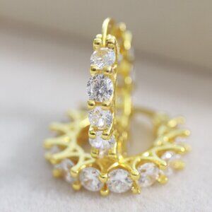 12mm Diamond Style CZ Stones Hoop Earrings